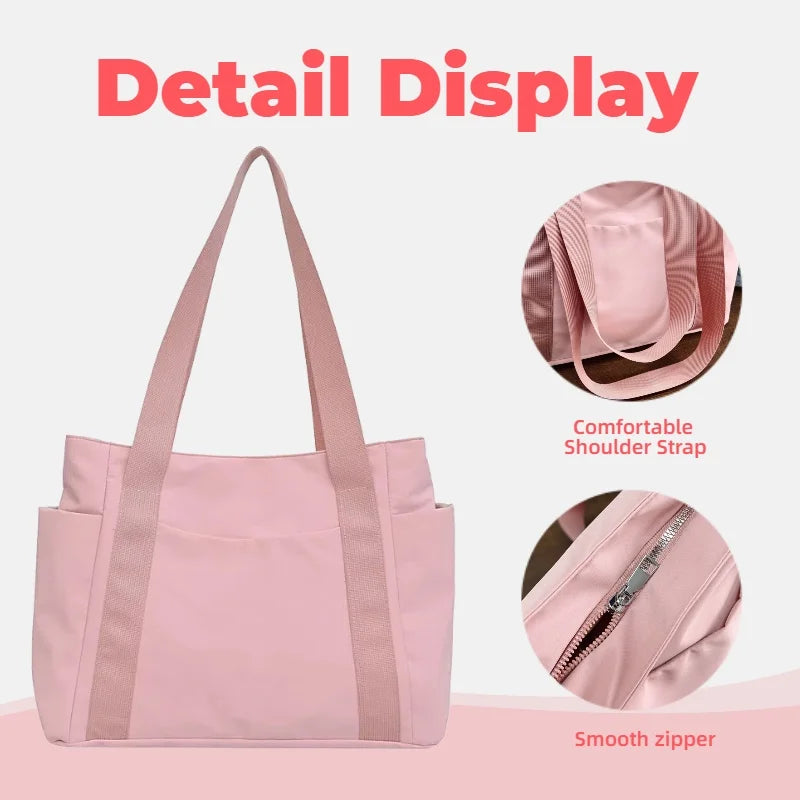 Women's Casual Tote Bag with Zipper & Multiple Pockets