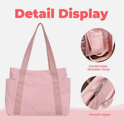 Women's Casual Tote Bag with Zipper & Multiple Pockets