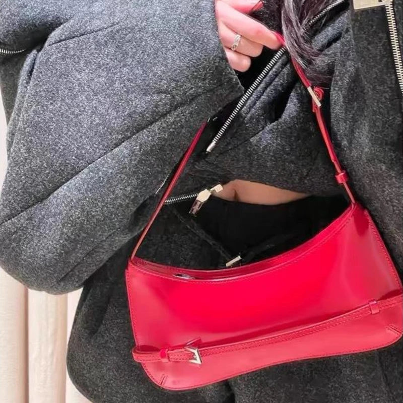 French Niche Leather Shoulder Bag – Women's Luxury Baguette Handbag