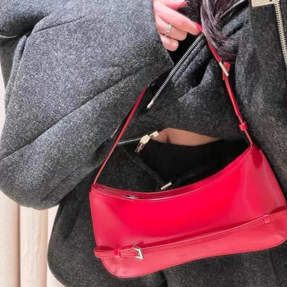 French Niche Leather Shoulder Bag – Women's Luxury Baguette Handbag