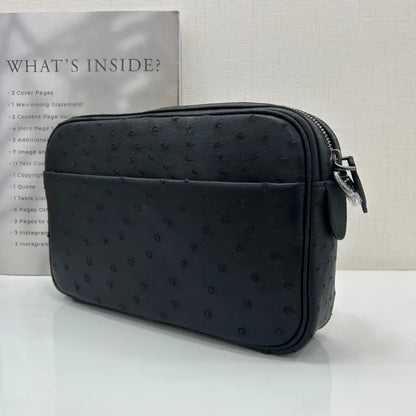 Men's Ostrich Leather Crossbody Shoulder Bag