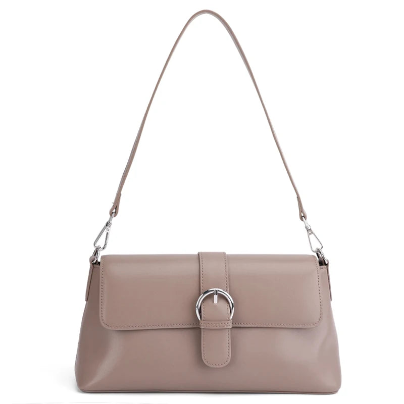 Genuine Leather Crossbody Bag for Women – Lightweight Buckle Shoulder Bag