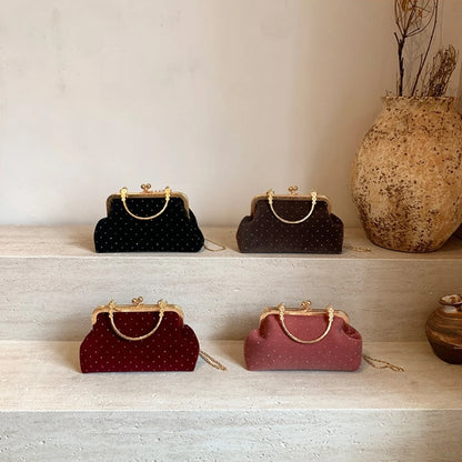 Evening Clutch Purse – Vintage Kiss-Lock Chain Bag for Women