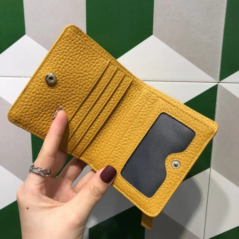 Women's Genuine Leather Small Wallet – Deer Button Bifold Purse