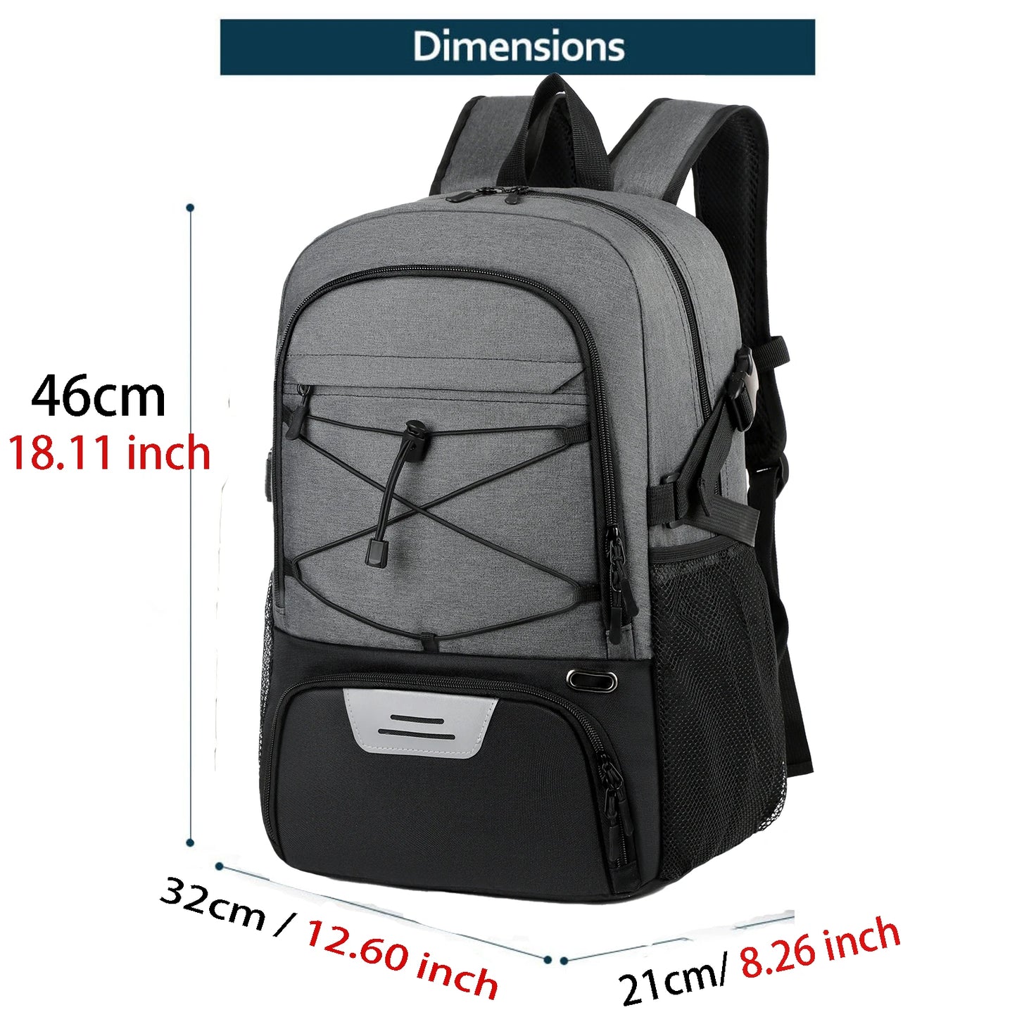 35L Sports Gym Backpack with Laptop Compartment & Shoe Pocket