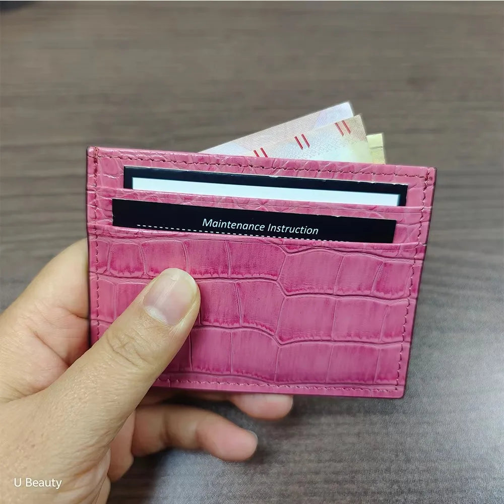 Slim Leather Card Holder Wallet for Women – Minimalist Multi-Slot Cardholder