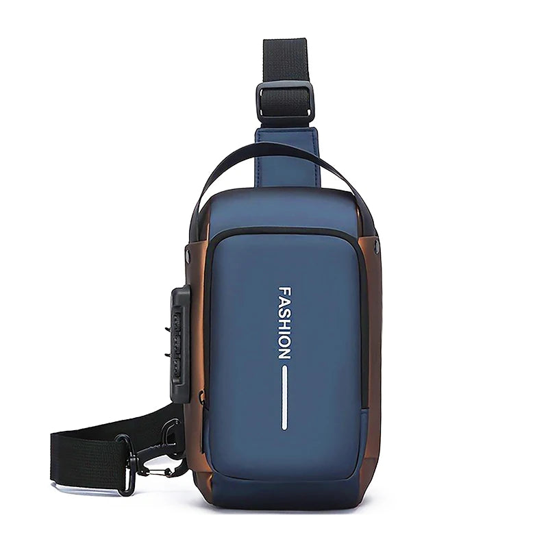 Men's Sling Chest Bag with Password Lock & USB Port