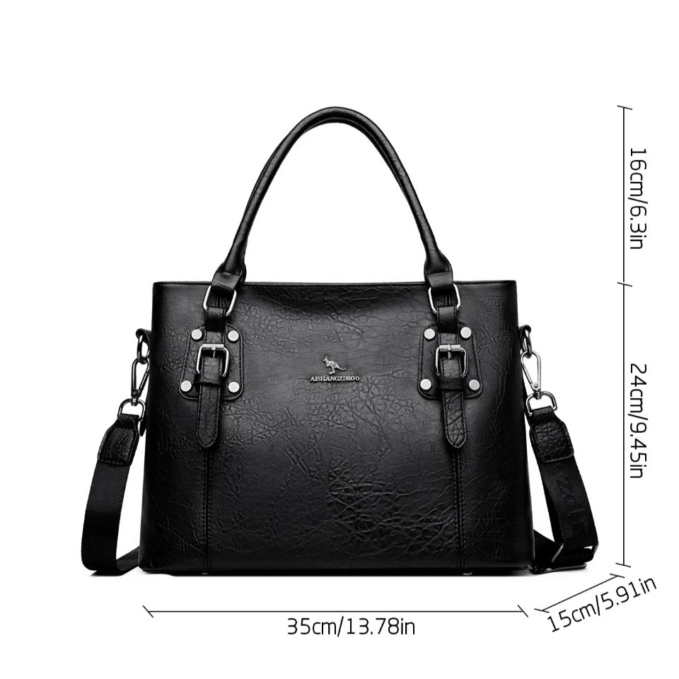 Large Leather Top-Handle Handbag for Women – Crossbody Tote