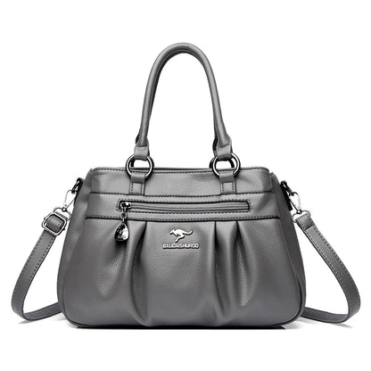 3-Layer Leather Tote Bag for Women – Large Shoulder & Crossbody Handbag