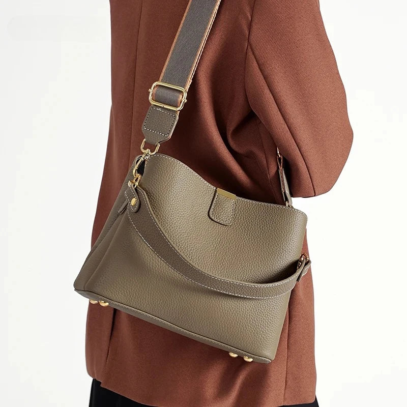 Genuine Leather Bucket Bag – Luxury Crossbody & Top Handle Bag