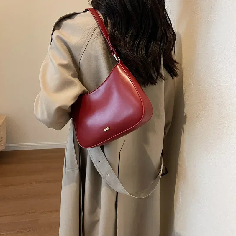 Red Underarm Shoulder Bags Women Texture Leather Crossbody Bag Luxury Designer Wedding Bride