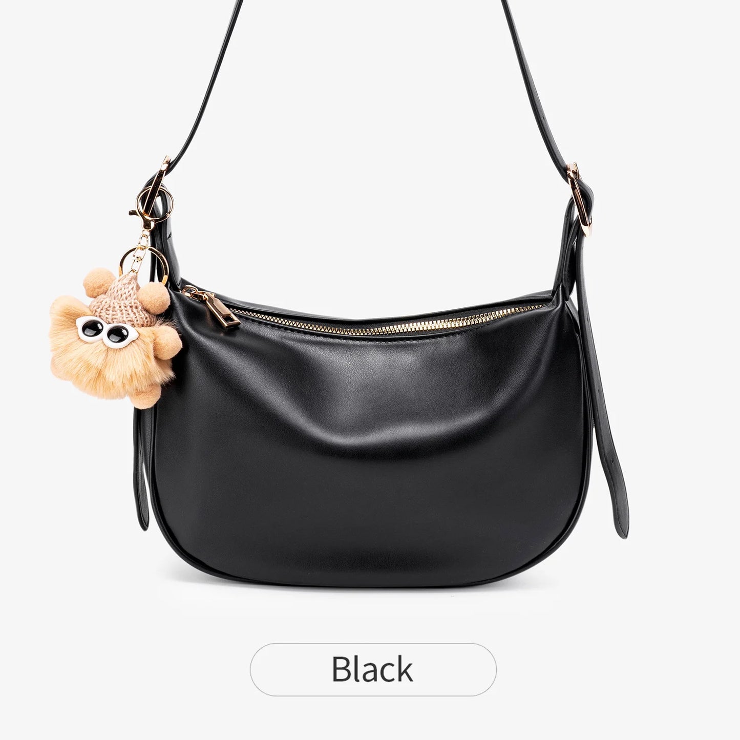 Dumpling Shoulder Bag – Women's Minimalist Crossbody with Charm