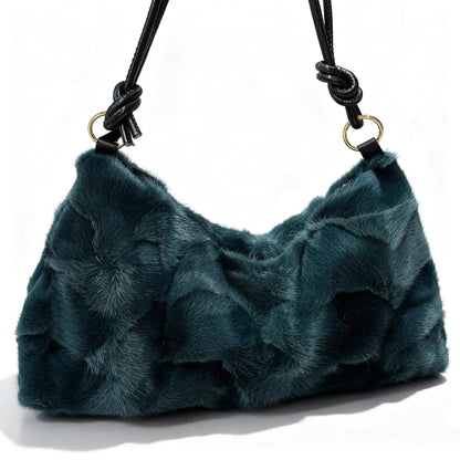 Mew Real Mink Fur Natural Cloud Winter Thick Bag Single Shoulder Women Fluffy Evening Ladies - Thick