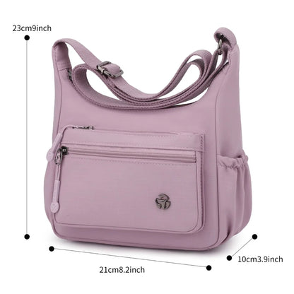 Women's Lightweight Waterproof Nylon Crossbody Bag – Multi-Pocket Shoulder Handbag