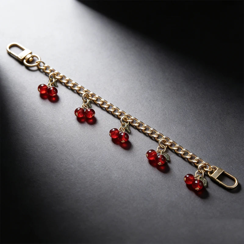 Zinc Alloy Cherry Pendant Bag Chain – Detachable Handbag Extension