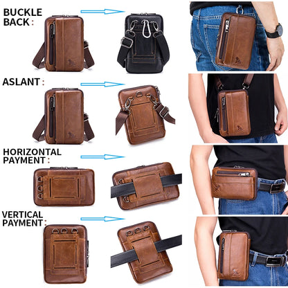 Men's Genuine Leather Waist Bag & Phone Pouch