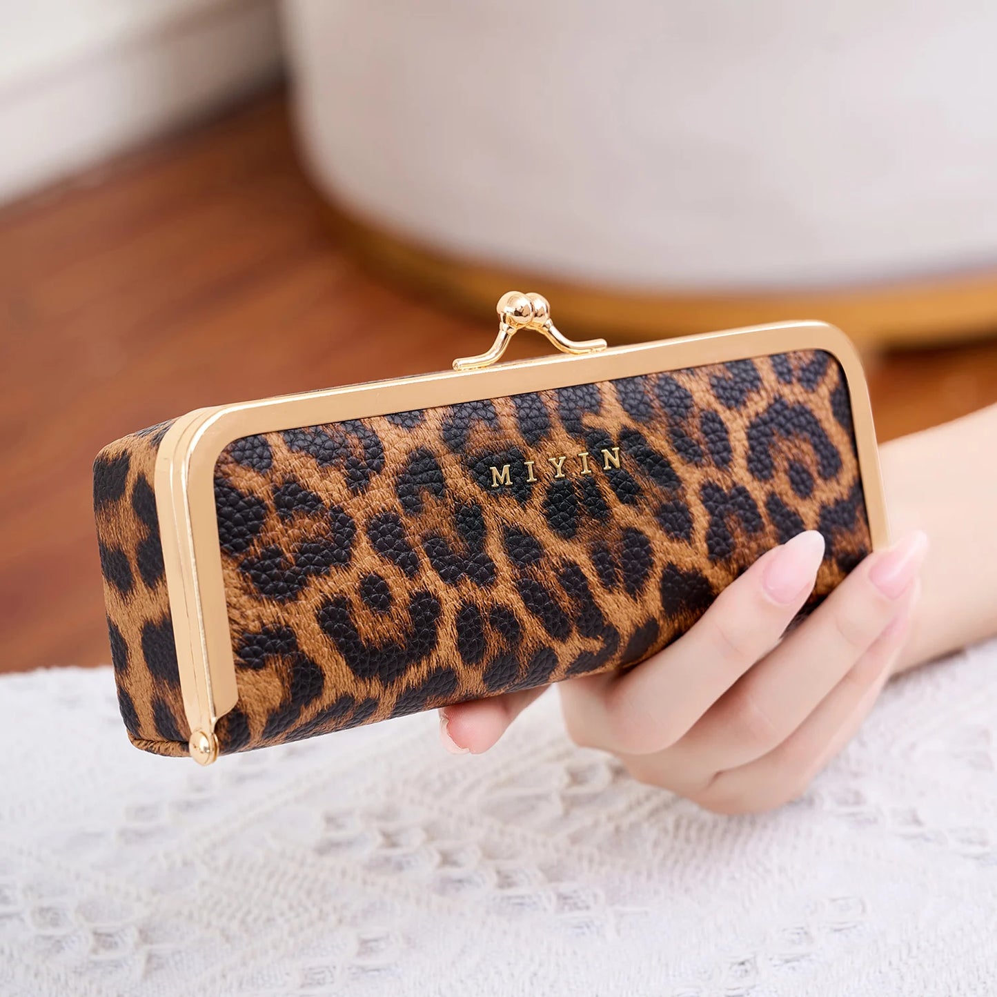 Women's Retro PU Leather Glasses Case Multi-Function Storage Box