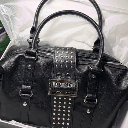 Studded Motorcycle Shoulder Bag – Large Crossbody Handbag