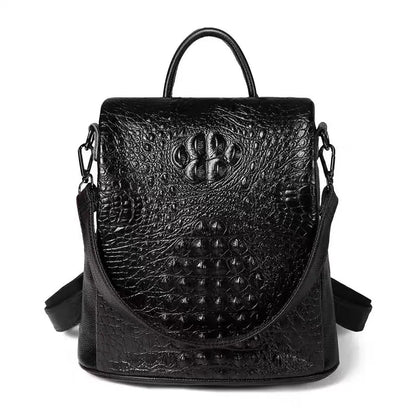 Crocodile Embossed Leather Backpack for Women – Luxury Bag