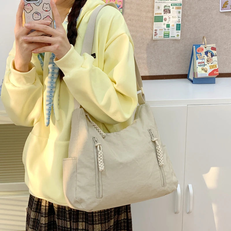 Nylon Crossbody Shoulder Bag for Women – Multi-Pocket Lightweight Tote