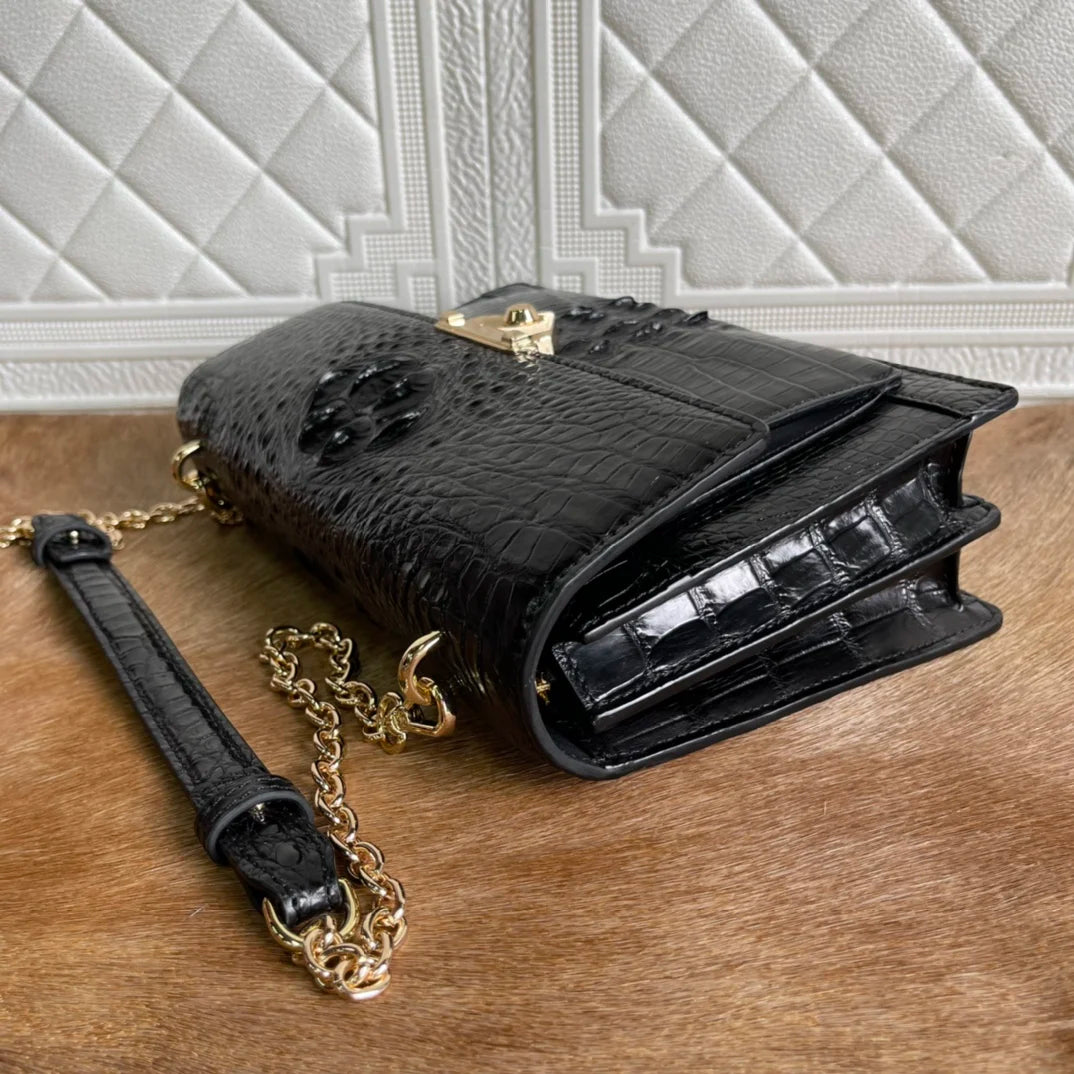 Crocodile Leather Women's Chain Bag – Luxury Shoulder Handbag