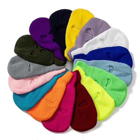 Balaclava Ski Mask 3-Hole Winter Face Cover – Unisex Knit Beanie