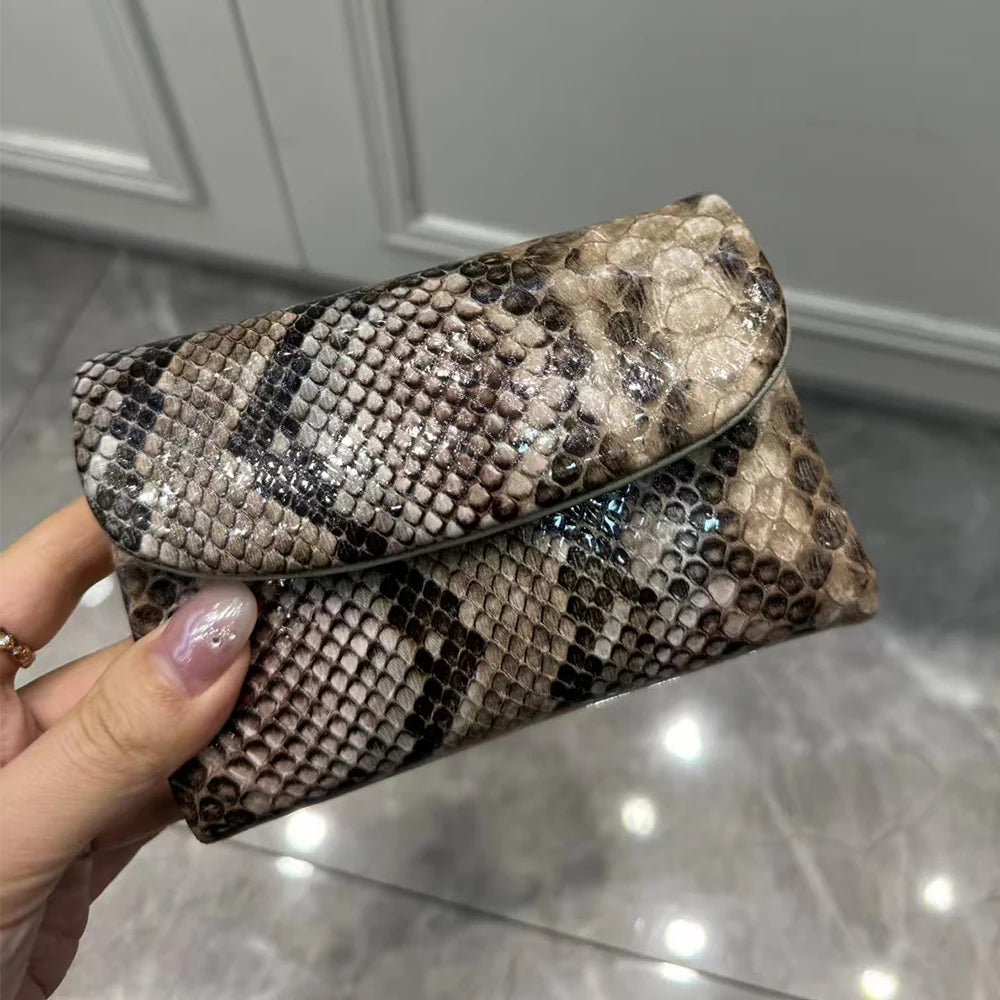 Python Pattern Leather Short Wallet for Women