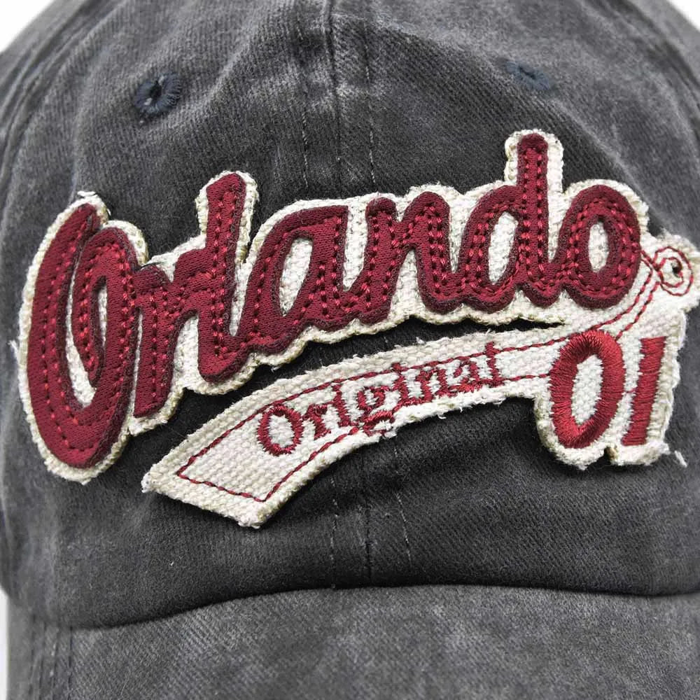 Orlando Embroidered Vintage Washed Cotton Baseball Cap