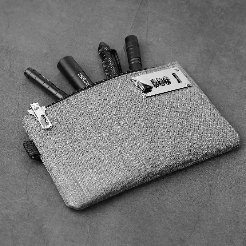 Lockable Money Bag with Combination Lock Zipper Pouch