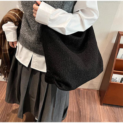 Woolen Plush Hobo Tote Bag – Large Capacity Shoulder Bag