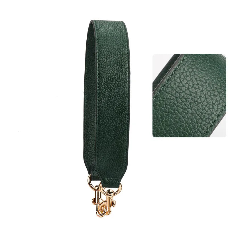 Leather Bag Wrist Strap with Metal Hardware