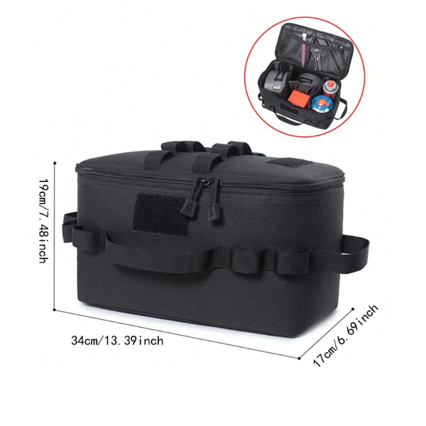 Camping MOLLE Storage Bag – Gas Stove Canister & Cookware Carry Sack