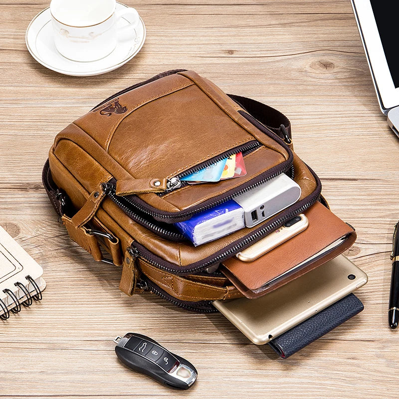 Men's Genuine Leather Shoulder Bag – Crossbody Messenger Bag