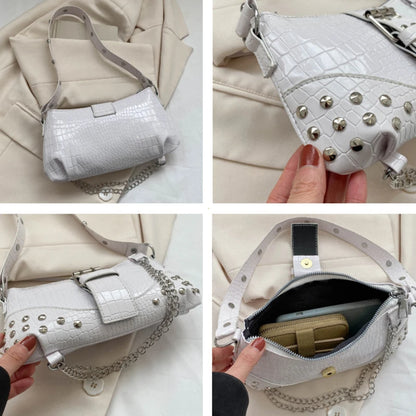 Y2K Rivet Chain Shoulder Bag – Gothic Women's Handbag