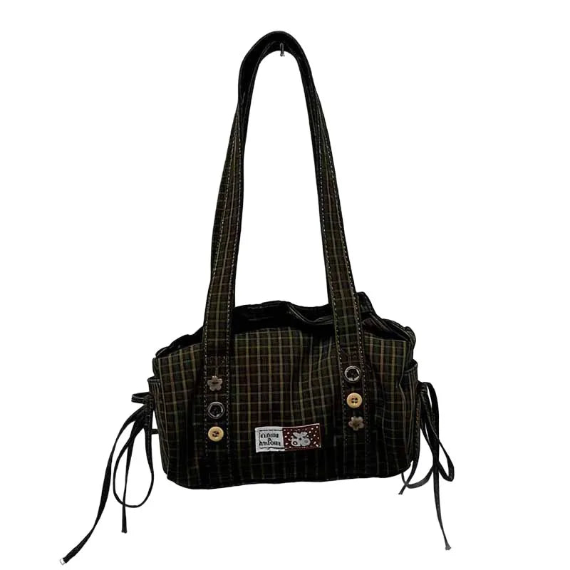 Plaid Shoulder Bag Women Large Capacity Crossbody Tote
