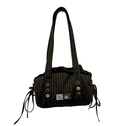 Plaid Shoulder Bag Women Large Capacity Crossbody Tote