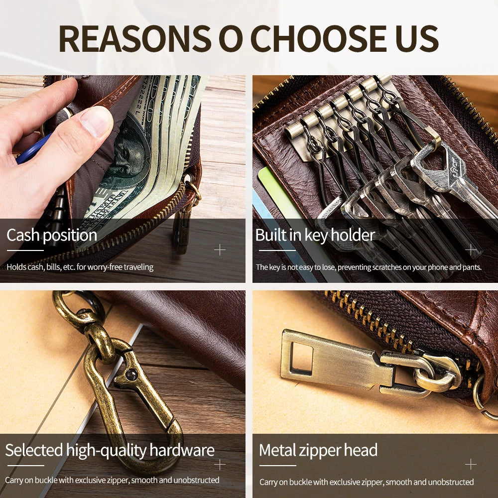 Genuine Leather Key Wallet & Card Holder for Men