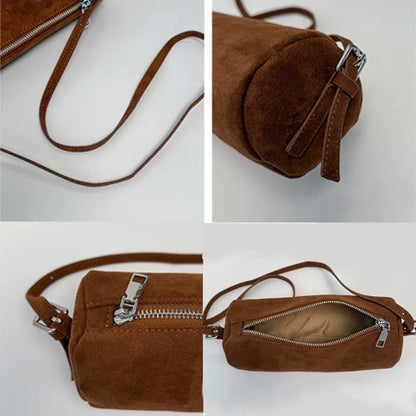 Suede Pillow Shoulder Bag Slouchy Hobo Crossbody Handbag