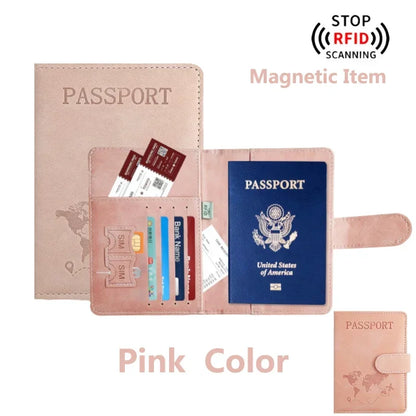 RFID Passport Holder – Travel Wallet with Card Slots & Magnetic Snap