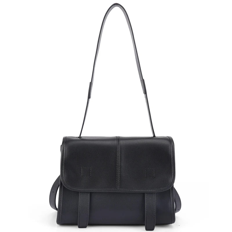 Women's Genuine Leather Crossbody Bag – Multi-Pocket Shoulder Messenger
