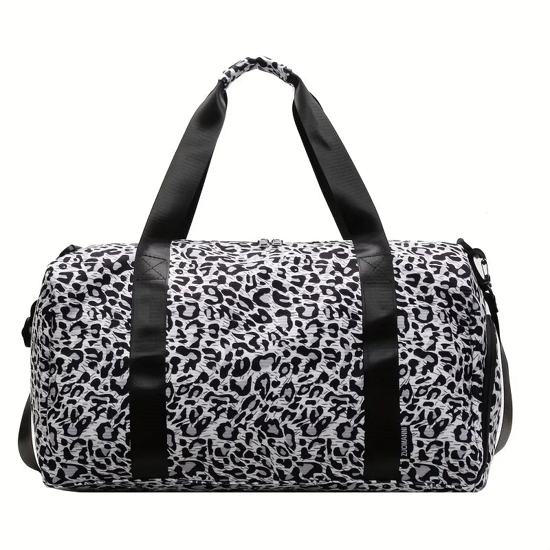 Leopard Print Weekender Duffel Bag – Large Capacity Travel Bag