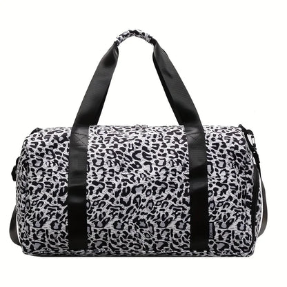 Leopard Print Weekender Duffel Bag – Large Capacity Travel Bag