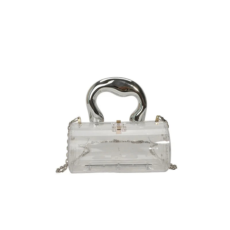 Acrylic Cylinder Clutch Purse – Luxury Evening Bag with Chain Strap