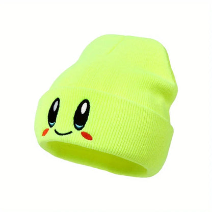 Unisex Cartoon Embroidered Big Eye Beanies Casual Hats Knitted Winter Warm Hat Hip Hop Skull Bonnet