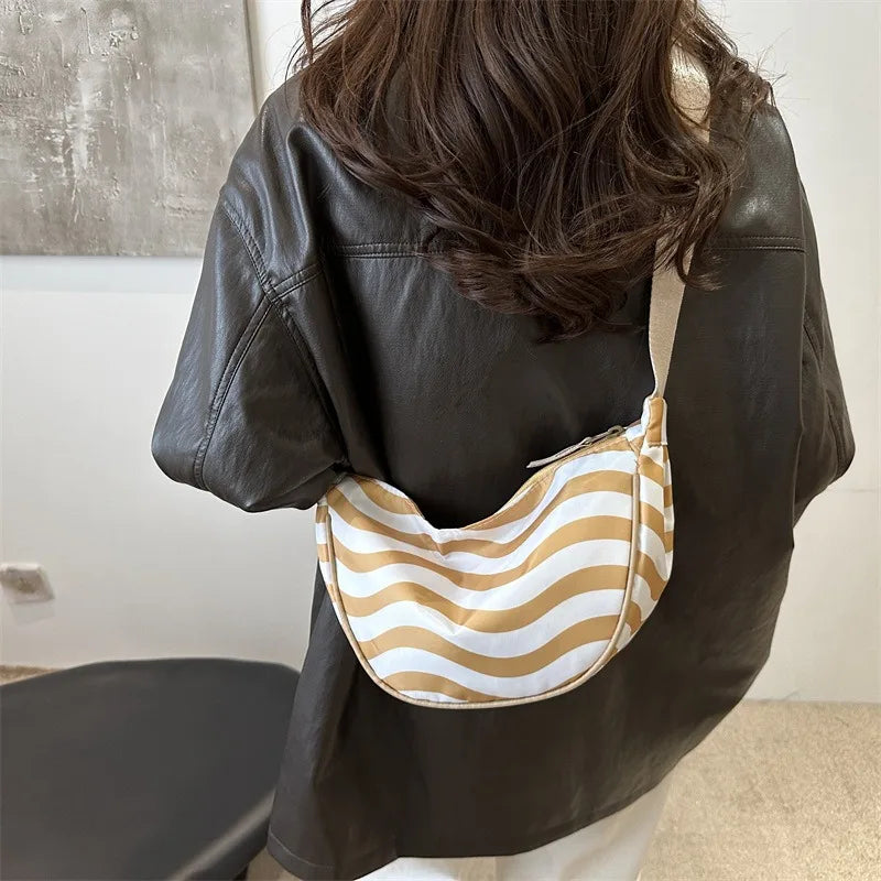 Japanese Style Floral Nylon Crossbody Bag – Crescent Hobo