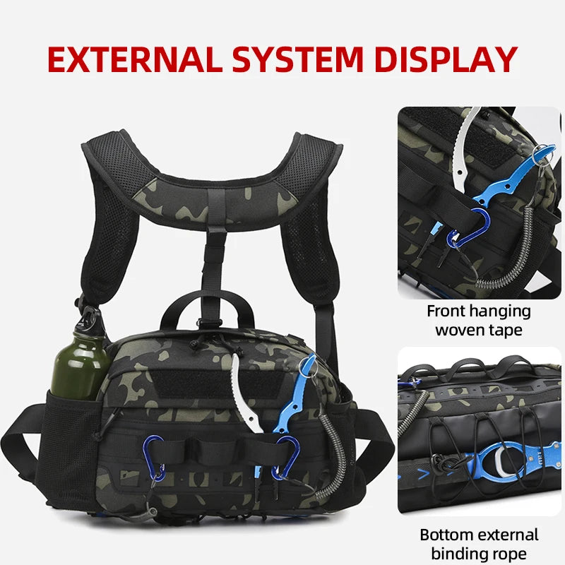 Tactical Fishing Vest Chest Bag – MOLLE Outdoor Pack