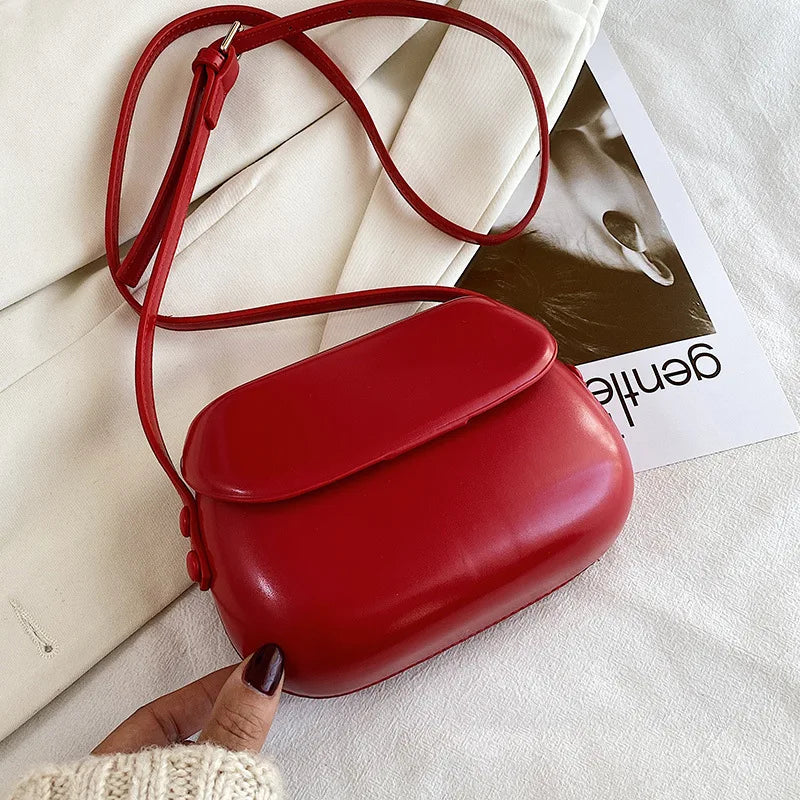 Women Messenger Bag Pu Leather Shiny Shoulder Hard Flip Buckle Mobile Phone Outing Coin Purse