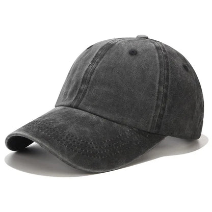 Washed Cotton Baseball Cap – Embroidered Letter W Snapback