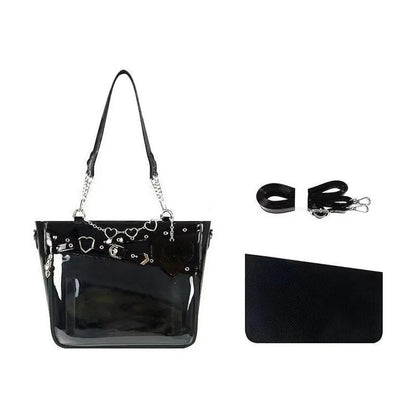 Ita Bag Large Capacity Transparent Crossbody with Love Chain