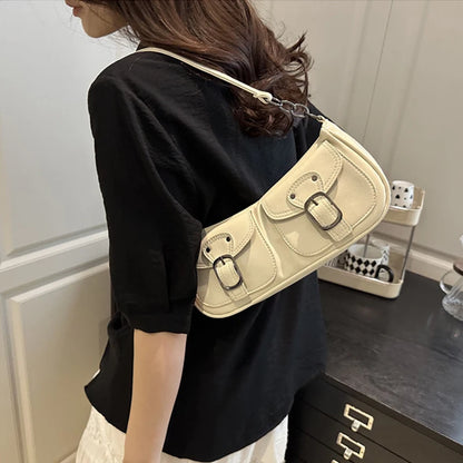 Women's Crossbody Shoulder Bag – Trendy Armpit Purse with Buckle